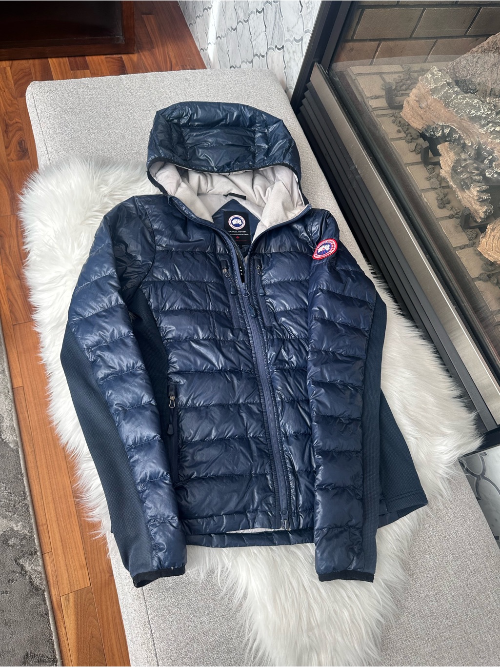 Canada Goose Hybridge Light Hooded Navy Lightweight Down Jacket Down